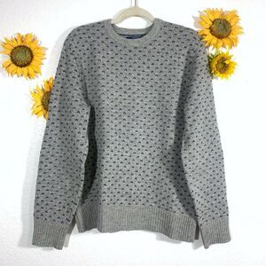 J. Crew Mens Gray Blue 100% Lambs Wool Crew Neck Sweater Size Medium